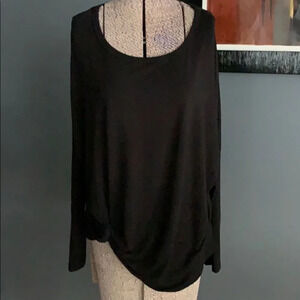 red23 black stretch jersey asymmetrical hem top, M
